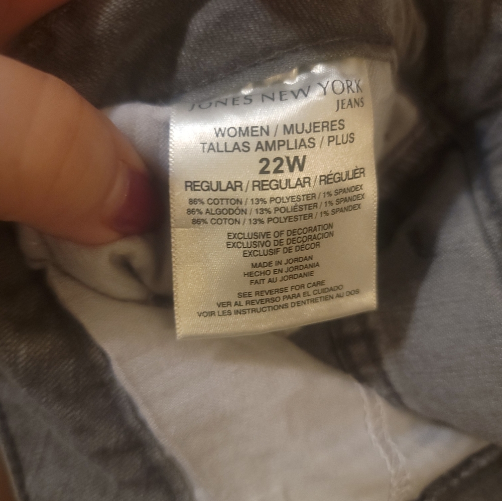 Womens Plus Sz 22W Jones New York Jeans Gray Beaded - Picture 7 of 8